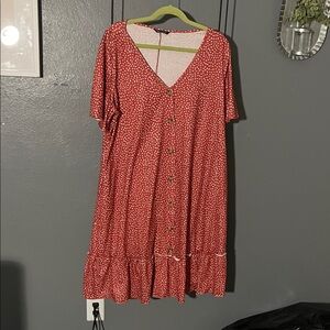 👗WOMENS BloomChic Red Button-Down Midi Dress
